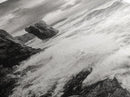 Crashing Surf, Tall Sea Stack, Rugged Coast, Framed Canvas Print, Moody Ocean Wall Art, Bathroom Decor, Black and White Seascape