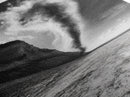 Tornado Beach Scene, Stormy Skies, Black and White Drama, Nature Photography, Framed Canvas Print, Office Wall Art, Moody Minimalist Decor