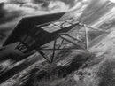 Lifeguard Tower Drama, Windy Beach Sky, Ocean Landscape, Canvas Print, Coastal Wall Art, Moody Surreal Decor, Living Room Statement Art