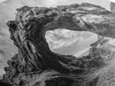 Rock Arch Landscape, Desert Formations, Dramatic Sky, Framed Canvas Print, Living Room Wall Art, Nature Inspired Decor, Monochrome Vibe