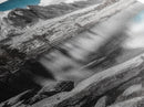 Crystal Lake Peaks, Serene Mountain Reflection, Monochrome Water Scene, Canvas Print, Bedroom Wall Art, Nature Photography Decor