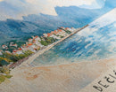 Bečići Beach, Montenegro Watercolor Print, Vacation Gift, Montenegro Wall Art, Beach Painting, Beach Decor, Large Wall Art, Wood Frame Art