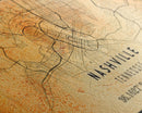 Nashville Map Print, Framed Canvas Wall Art, Tennessee Street Map Art, Davidson City Street Road Map Wall Decor