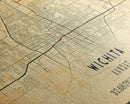 Vintage Wichita Kansas map print poster or framed canvas, Wichita map print poster canvas, Wichita city map print poster canvas, Travel Art
