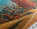 Kansas City Kansas Panoramic Wall Art, Mid Century Modern Framed Canvas Print, Retro Pop Art Travel Poster, Office Wall Art