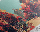 Greensboro North Carolina Panoramic Wall Art, Mid Century Modern Framed Canvas Print, Retro Pop Art Travel Poster, City Art, Living Room Decor, Home Office Decor