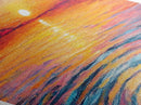 Vibrant Sunset Ripple Diamond Shaped Canvas Textured Print, Ocean Reflection Wall Art, Pastel Horizon Coastal Tranquil Painting