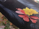 Jungle Guardian Stare Diamond Shaped Gorilla Holding Flowers Canvas Embossed Print Nature Wildlife Decor Office Eclectic Wall Art