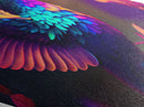 Hummingbird Radiance – Diamond Shaped Canvas Embossed Print with Neon Tropical Bird Art, Vibrant Floral Wildlife Home Wall Decor