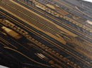 Cyber Gold Machine – Diamond Shaped Canvas Embossed Print Futuristic Wall Art, Sci-Fi Circuit Board Decor, Tech Industrial Steampunk Vibe