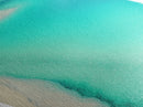 Crystal Lagoon Shore – Diamond Shaped Canvas Textured Print with Tropical Beach Scene, Aqua Blue Ocean Wall Decor, Island Vibes Art