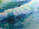 Ocean Wave Surge Diamond Shaped Canvas Textured Print, Coastal Watercolor Seascape Wall Art, Blue Wave Nature Art Gift
