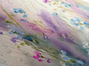 Misty Petal Field Diamond Shaped Canvas Textured Print, Wildflowers and Sky Pastel Watercolor Floral Wall Art Nature Gift