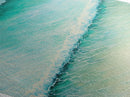 Aqua Shoreline Calm – Diamond Shaped Ocean Serenity Beach Theme Canvas Embossed Print in Turquoise and Cream Coastal Tones