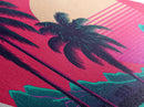 Midcentury Modern Wall Art, Vaporwave Palm Tree Art, Diamond Shaped Canvas Embossed Wall Art, Canvas Textured Art