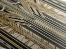 Empire Art Deco – Diamond Shaped Canvas Textured Print with golden structural symmetry, skyscraper inspired vertical abstract vintage glam
