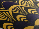 Jazz Nouveau Fanburst – Diamond Shaped Canvas Art Print with bold purple yellow scallops, roaring twenties vintage Gatsby fan pattern design