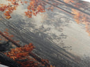 Diamond Shaped Autumn Forest Glow, warm foliage scenic Canvas Textured Print, cozy woodland path artwork, rustic fall home wall piece