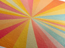 Radiant Color Burst – Diamond Shaped Canvas Textured Print, modern geometric wall art, vibrant retro pop style, midcentury home decor
