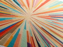 Colorburst Lines — Diamond Shaped Canvas Art Print makes a dramatic living room centerpiece with kinetic rainbow lines mid-century wall decor