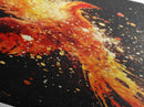 Phoenix Rising Blaze Diamond Shaped Canvas Art Print, Fiery Bird Wall Decor, Celestial Abstract Flame Painting, Spiritual Power Art