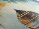 Canoe on Still Lake Diamond Shaped Canvas Art Print, Tranquil Nature Scene, Rustic Cabin Decor, Serene Water Landscape Painting