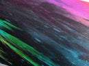 Neon Tropics Sky Diamond Shaped Canvas Embossed Print, Palm Tree Galaxy Art, Colorful Tropical Decor, Teen Room Wall Accent