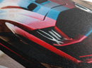 Diamond Shaped Muscle Car – Canvas Textured Print with Red American Classic Vehicle, Garage Decor, Bold Auto Lover Gift