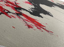 Crimson Blossom Flow Diamond Shaped Canvas Art Print Cherry Tree Japanese Ink Painting Nature Wall Decor Office or Bedroom Accent Piece