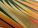 Diamond Shaped Palm Horizon — Tropical Abstract Retro Sunset Canvas Embossed Print, Geometric Island Decor, Bold Beach Theme