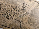 Detroit Diamond Shaped Travel Poster, Custom Diamond Shaped Wall Art, City Map Canvas