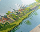 Narva Estonia Panoramic Travel Poster, Framed Canvas Print or Metal Wall Art, Travel Art, Home Decor, Panoramic Painting, Midcentury Art