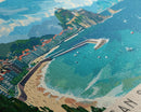 San Sebastian Spain Panoramic Travel Poster, Framed Canvas Print or Metal Wall Art, Travel Art, Home Decor, Panoramic Painting, Midcentury Art
