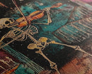 Halloween Skeleton Playing Violin, Framed Canvas Print, Wall Art, Living Room Decor, Spooky, Skeleton Art, Original Painting