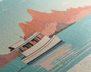 Canyon Ferry Lake Montana Framed Canvas Print, Pop Art Panoramic Travel Poster, Bedroom Decor, Midcentury Modern, Wall Art, Scenic Lake House, Nature Art