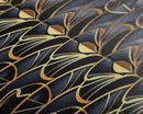 Gold Art Deco Pattern on Black Background - Framed Canvas Print, Midcentury Modern Art, Skinny Art, Tall Art, Living Room Wall Decor, Minimalist Art