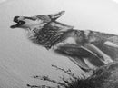 Howling Wolf, wildlife art, moody art, rustic decor, nature photography, black and white animal print, framed canvas print, minimalist art