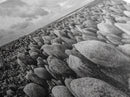 Rocky terrain, minimalist art, wabi sabi art, panoramic art, extra wide art, landscape painting, framed canvas print, moody art, rustic decor