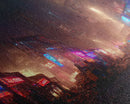 Destitute cyberpunk city with neon signs wall art, Bladerunner vibes art, synthwave style art, cool wall art