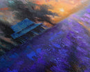 Lavender Field at Dusk, Moody Landscape Art, Framed Canvas Print, Boho Decor, Lavender Art, Rustic Bedroom Decor