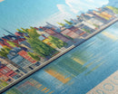 Trois-Rivieres, Canada Panoramic Travel Poster Canvas Print, Trois-Rivieres, Canada Painting, Canada Art, Trois-Rivieres Panoramic Travel Art, Travel Painting