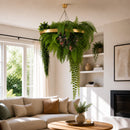 Artificial Roof Hanging Disc Draping Plant Arrangement 29.5in long – Gold Frame – UV Resistant