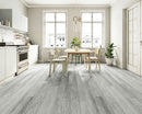 SPC Vinyl Rigid Core 7" Width 60" RL, 6mm Thick, 1.5mm IXPE Ashen Bay Silva Floors - Mazzia Collection Product shoot Kitchen view