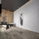 SPC Vinyl Rigid Core 7" Width 60" RL, 6mm Thick, 1.5mm IXPE Asoka Grey, Flamboyant Floors - Mazzia Collection bath view 2
