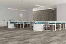 SPC Vinyl Rigid Core 7" Width 60" RL, 6mm Thick, 1.5mm IXPE Asoka Grey, Flamboyant Floors - Mazzia Collection office view