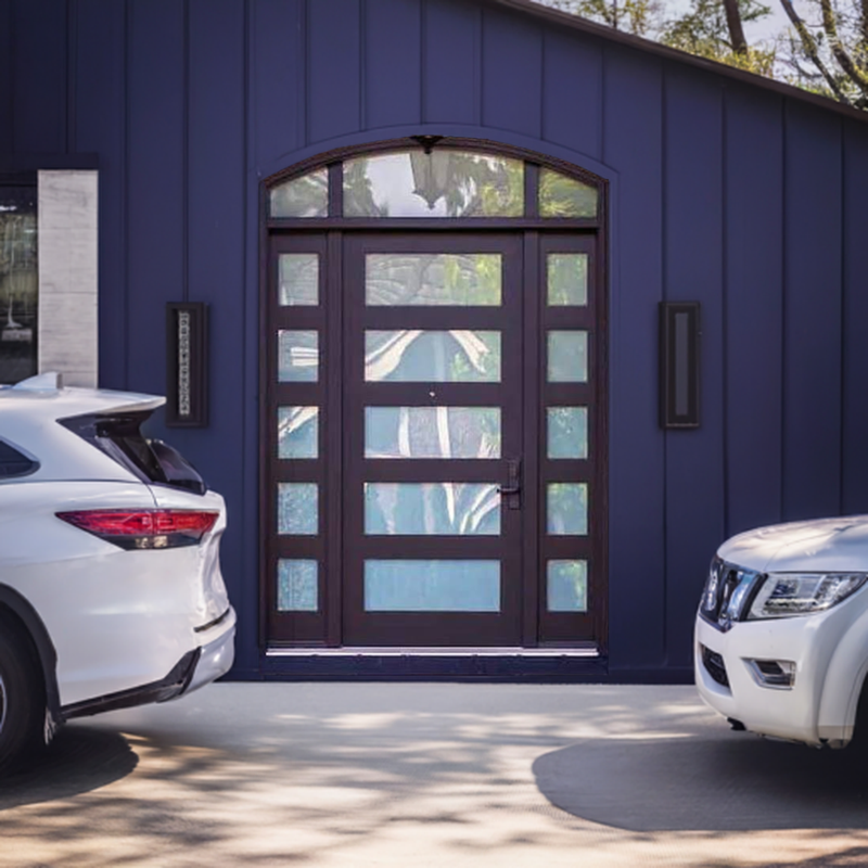 Atlas Contemporary Iron Door with Sidelights