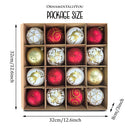 Charming Elegance Ornament Bundle 16 Piece Set, Red White and Gold with Glitter Premium Shatterproof