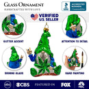 Fun Weed Themed Gnome Glass Ornament, Pothead Smoker Unique Holiday Gift