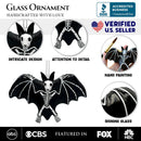Gothic Bat Skeleton Handcrafted Glass Ornament, Horror Tree Halloween Decor