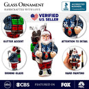 Santa Golfer Glass Christmas Ornament, Golf Holiday Tree Decor